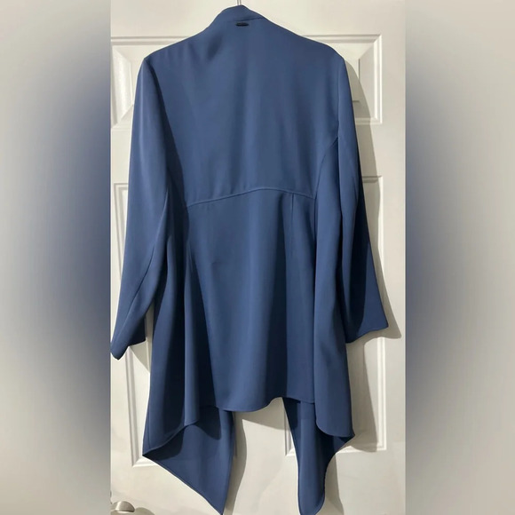 ANNE KLEIN BLUE OPEN FRONT LONG CAREER JACKET SIZE L - Picture 4 of 6